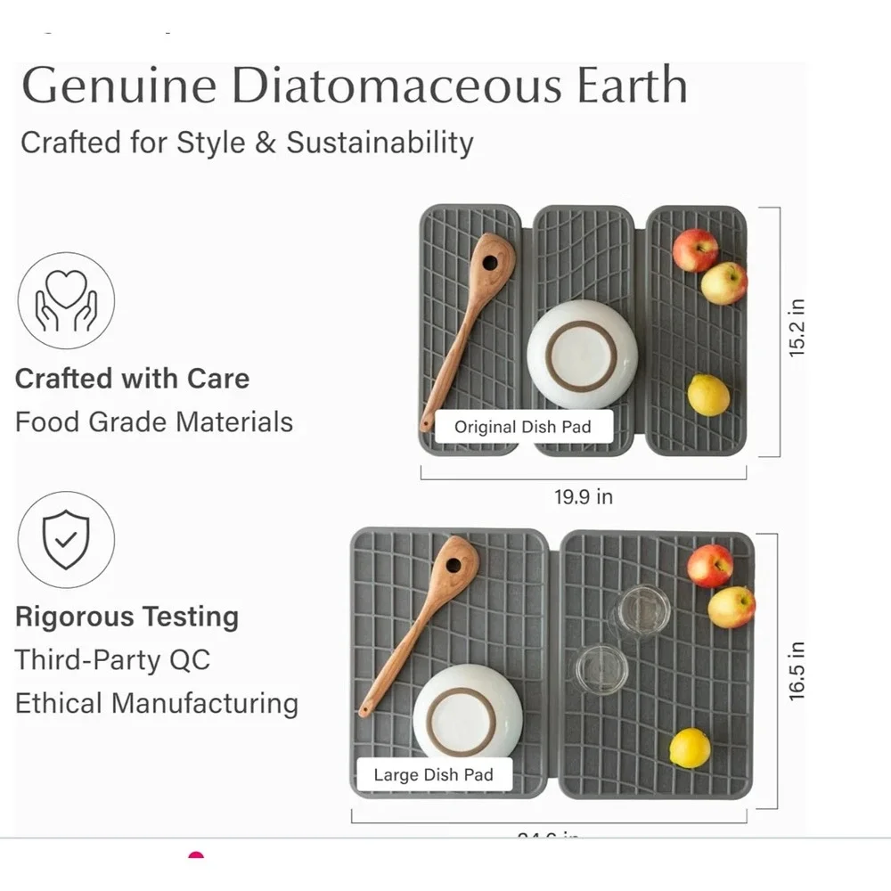 Dorai Home Slate Stone Dish Pad Quick-Drying Diatomaceous Earth Mat 106-10003